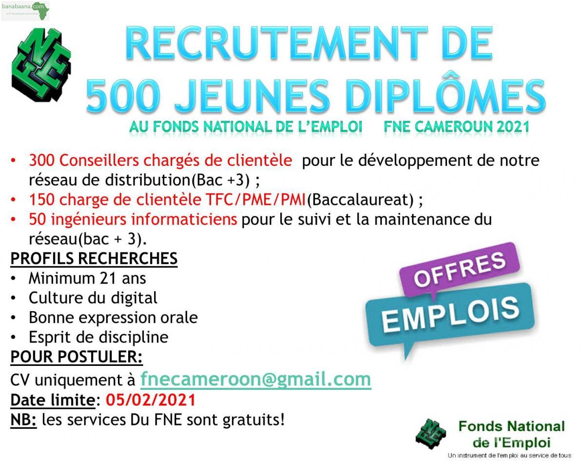 Offres Emploi 500 JEUNES DIPLOMES CAMEROUN 2021 Centre  Banabaana